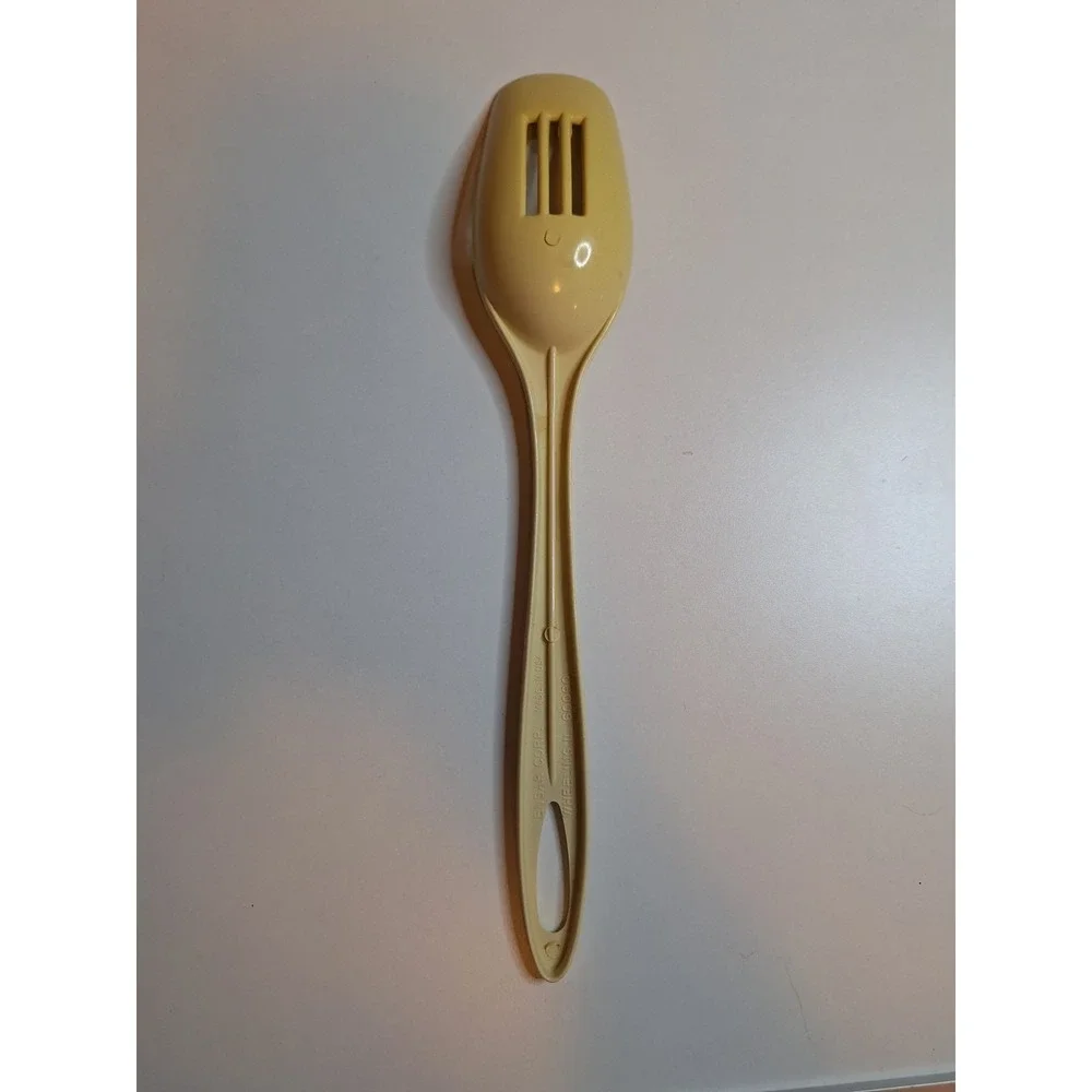 Vintage Ensar Corp Beige Slotted Cooking Spoon, small imperfection on side